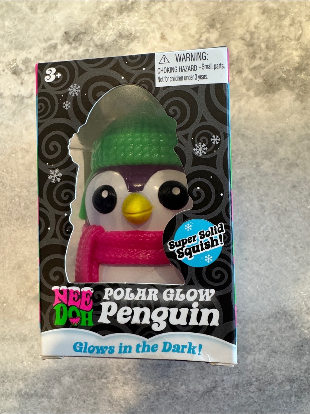 Polar Glow Penguin - White, Pink & Green Glow-In-The-Dark Squish Toy